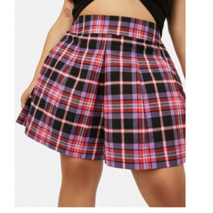 Black Friday Bug Off Purple Plaid Skort Hight Waisted Side Zipper Size 14